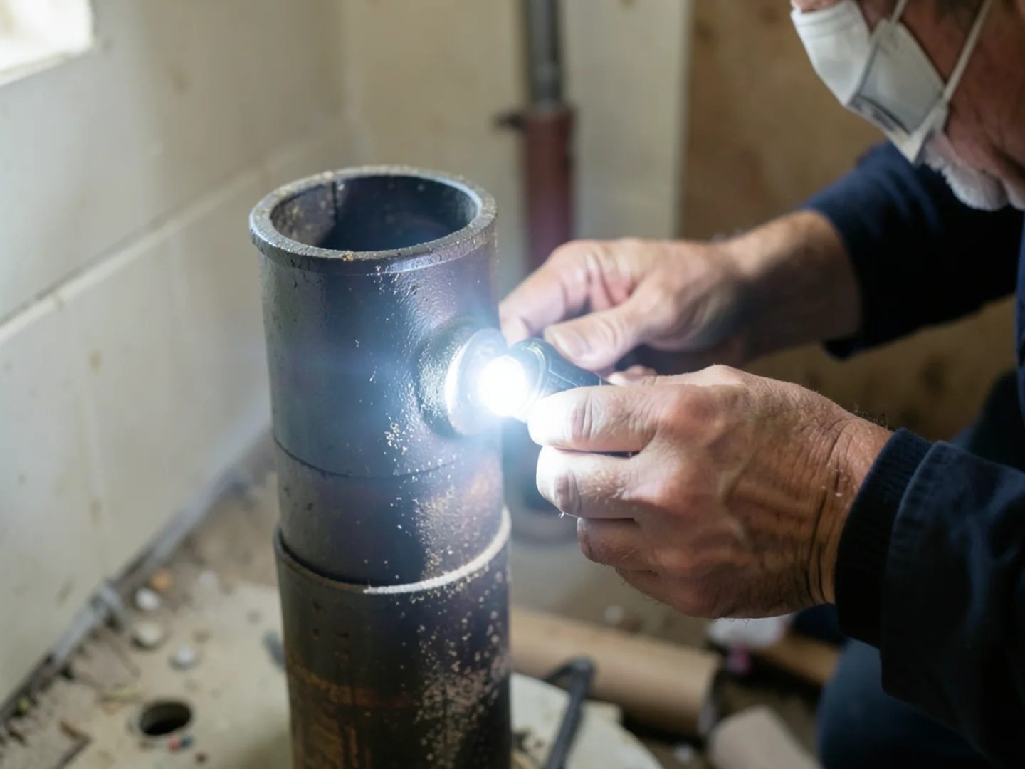 Cast iron soil stack inspection