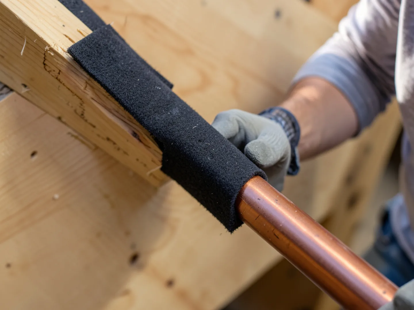 Pipe insulation on rim joist